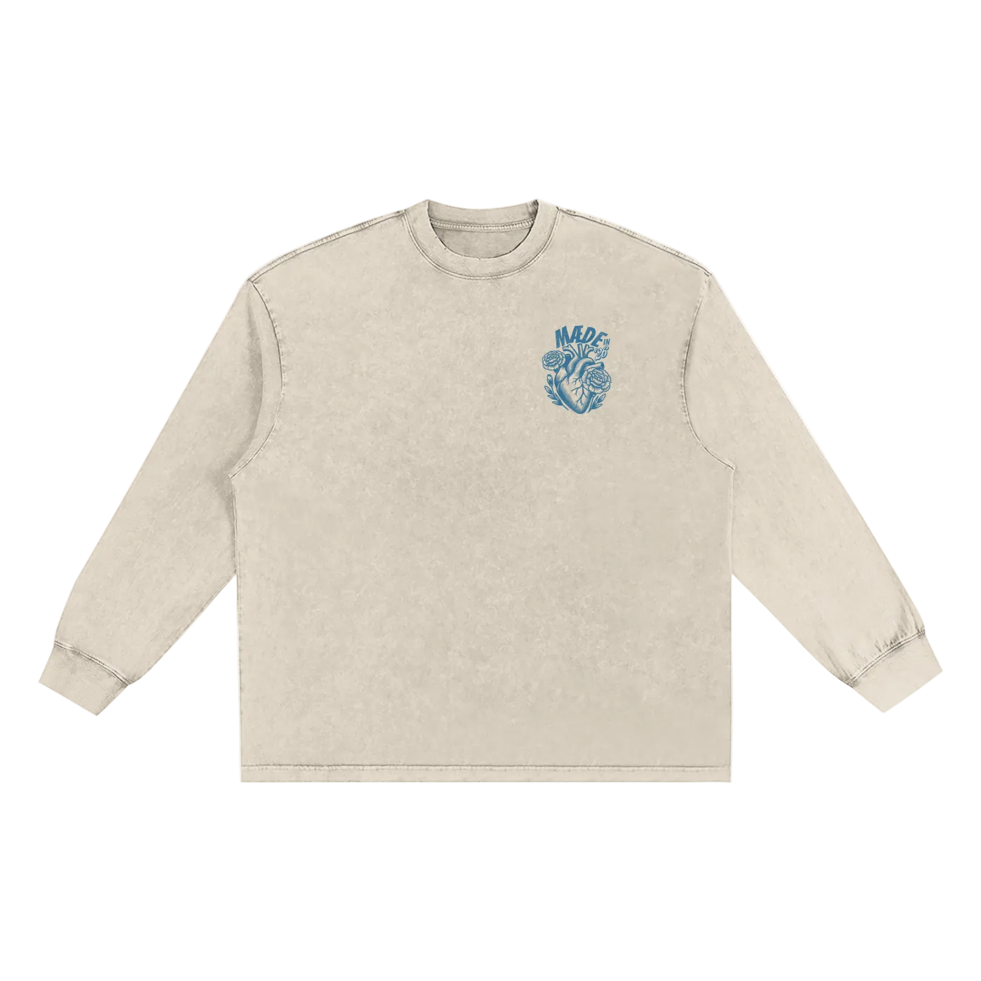 "MÆDE With Heart" - Washed Long Sleeve Tee